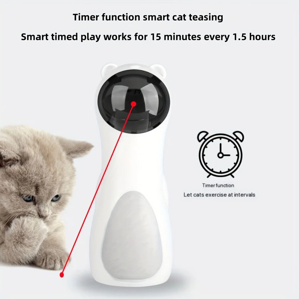 Automatic Laser Cat Toy with Spinning Laser and Smart Timer -Interactive Play Mode, Adjustable Speed,15-Minute Timer,USB/Battery