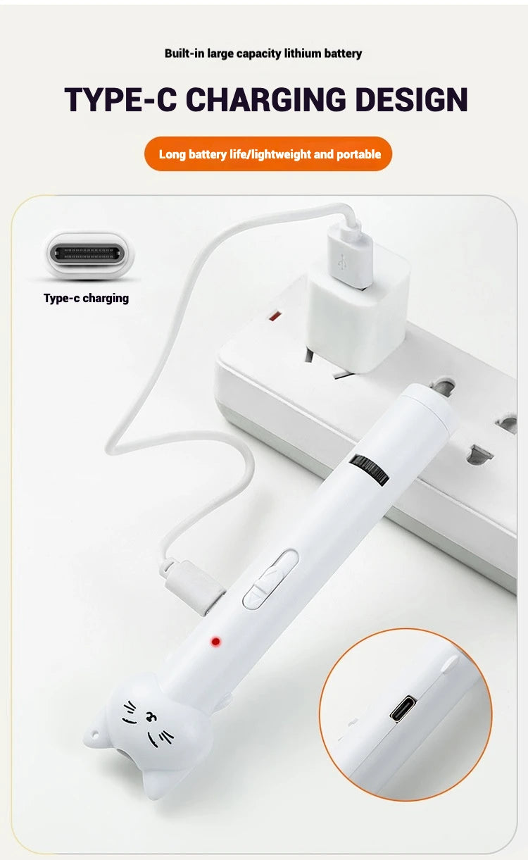 Laser Cat Toy USB Rechargeable Interactive Pet Light Stick Multi Pattern Infrared Pointer Funny Cat Chaser Exercise Training Toy