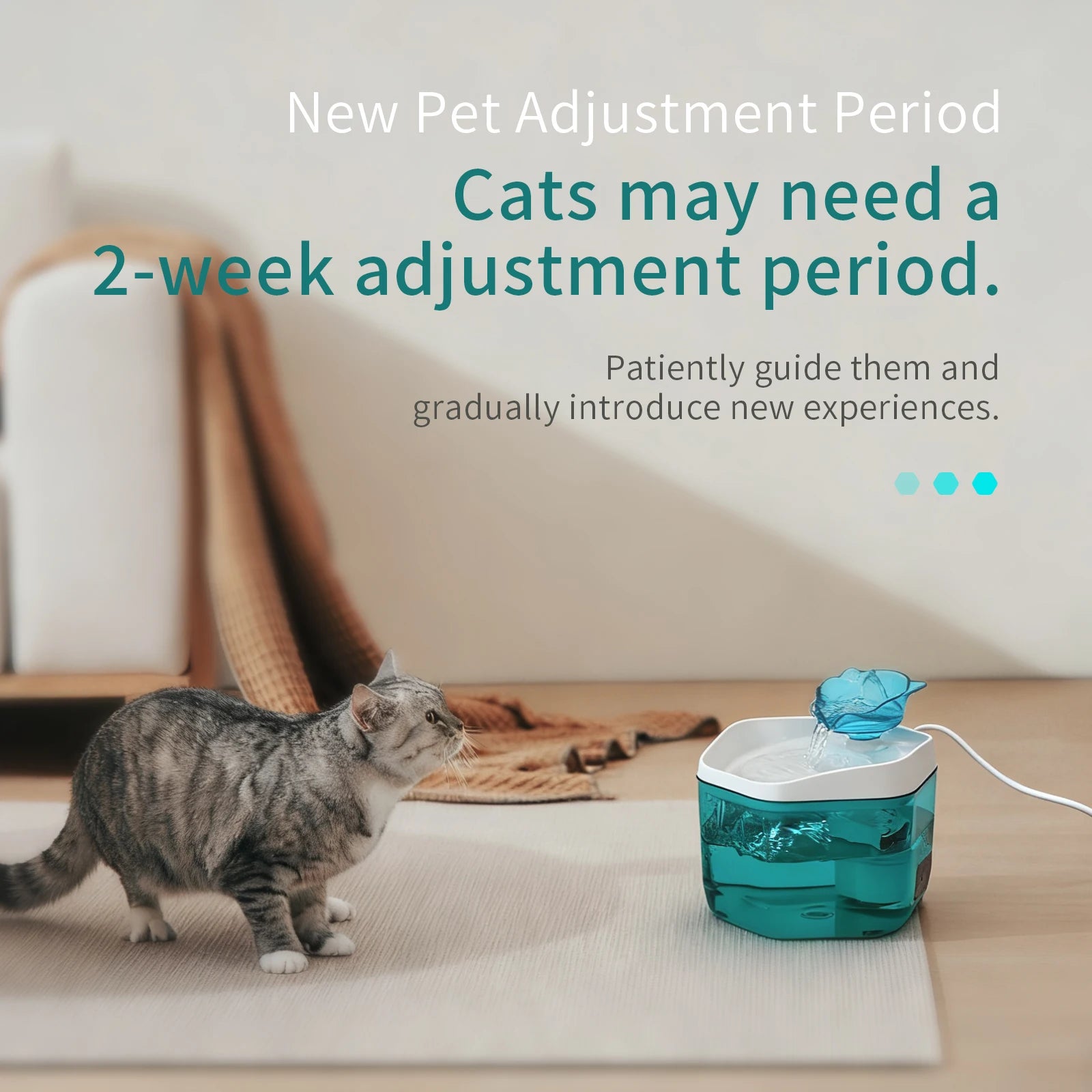 Cat Fountain 1.2L/42.23fl oz Cat Water Dispenser Pet Drinking Fountain, USB Powered - Suitable for Cats/Small to Medium Dogs